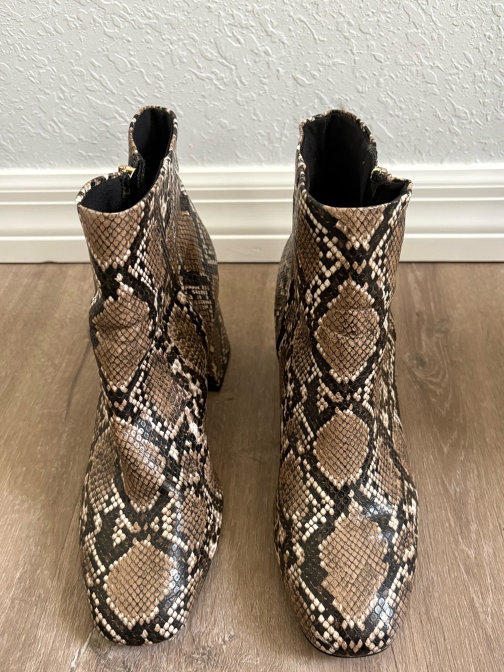 stradivarius Snake-Print Ankle Boots - Brown & Black